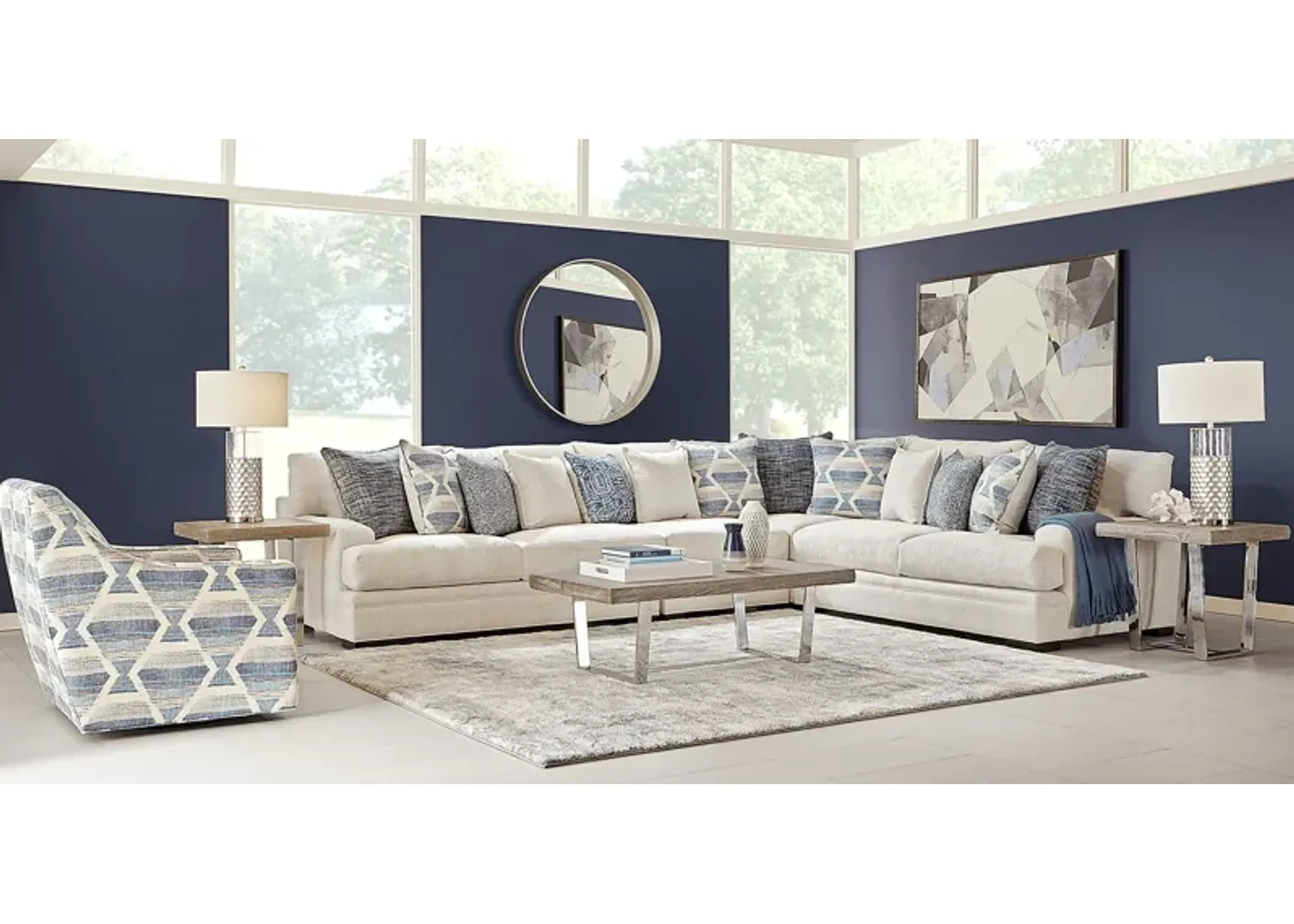 Bedford Park Ivory 6 Pc Sectional Living Room