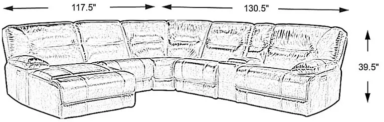 Caranova Dark Gray 6 Pc Dual Power Reclining Sectional with Chaise