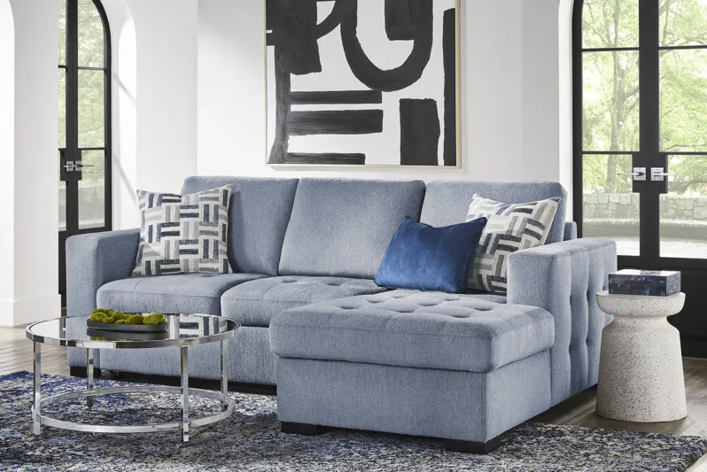 Geneva Blue 5 Pc Sleeper Sectional Living Room