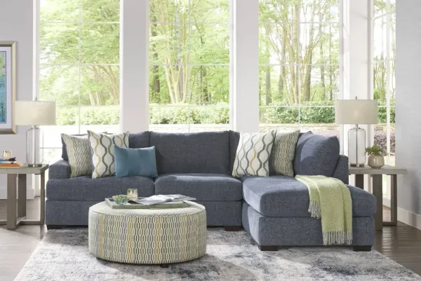 Briar Street Blue Chenille 5 Pc Sectional Living Room