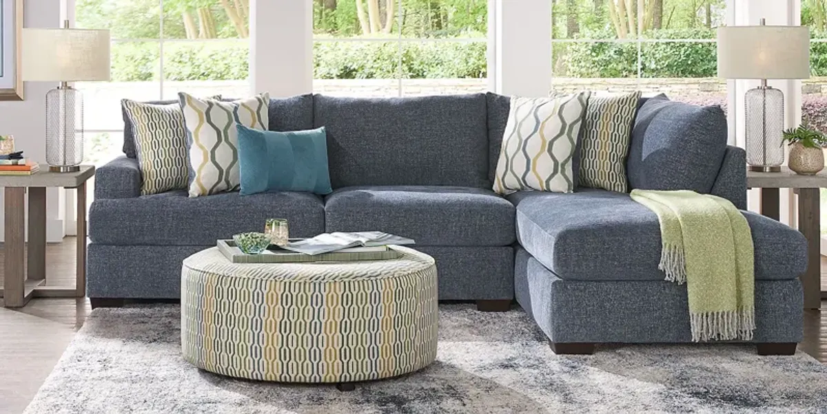 Briar Street Blue Chenille 5 Pc Sectional Living Room