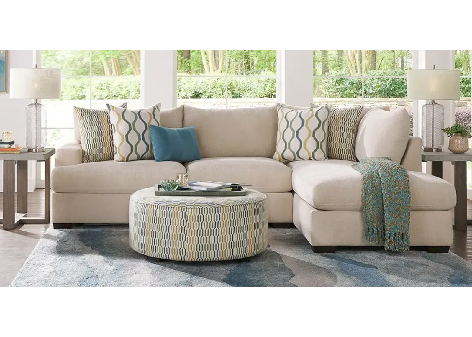 Briar Street Beige Chenille 5 Pc Sectional Living Room