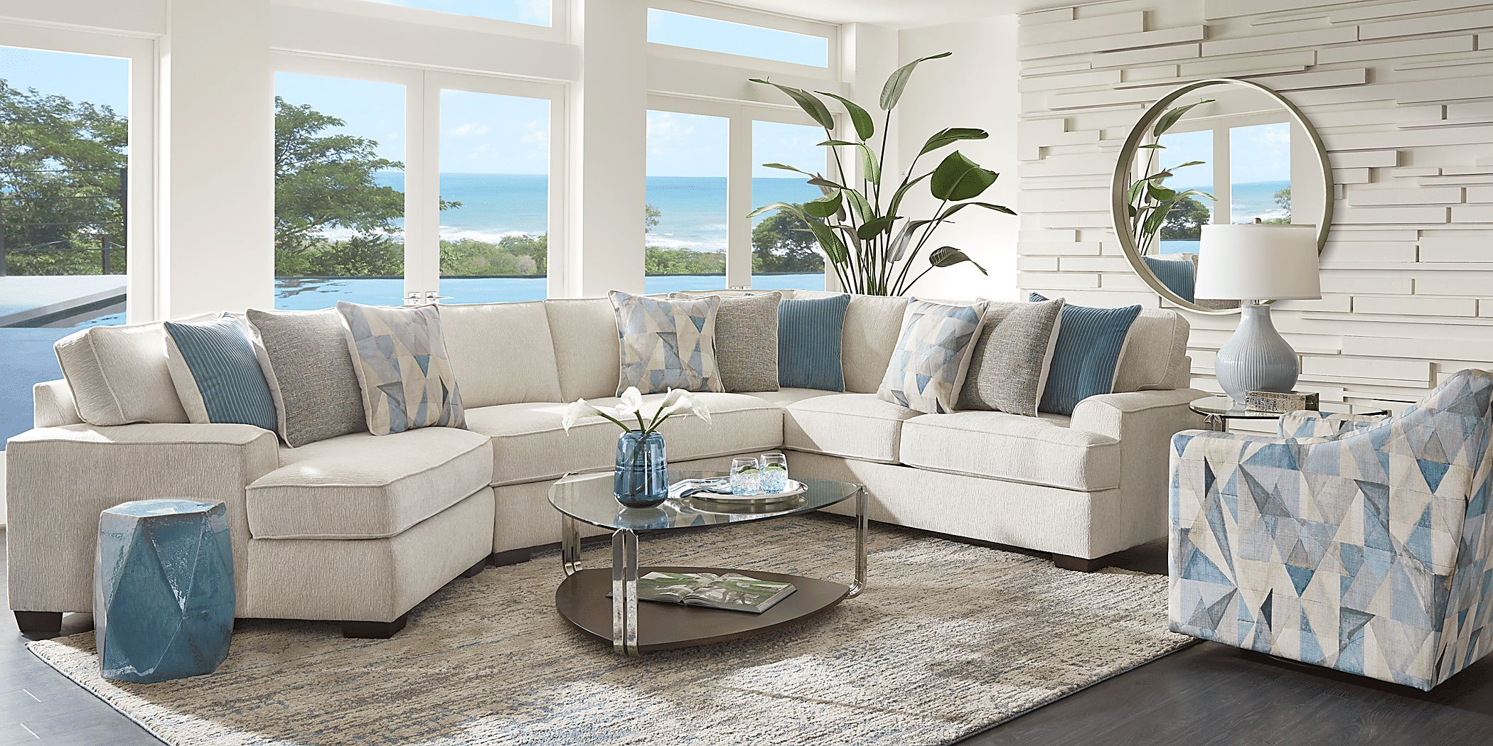 Holiday Grove Blue Textured 2 Pc With Chaise Right Sectional - Rooms To Go