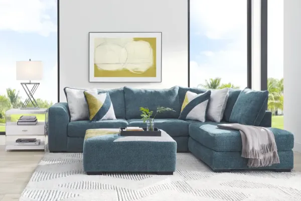 Perry Teal 3 Pc Sectional Living Room