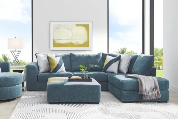 Perry Teal 6 Pc Sectional Living Room