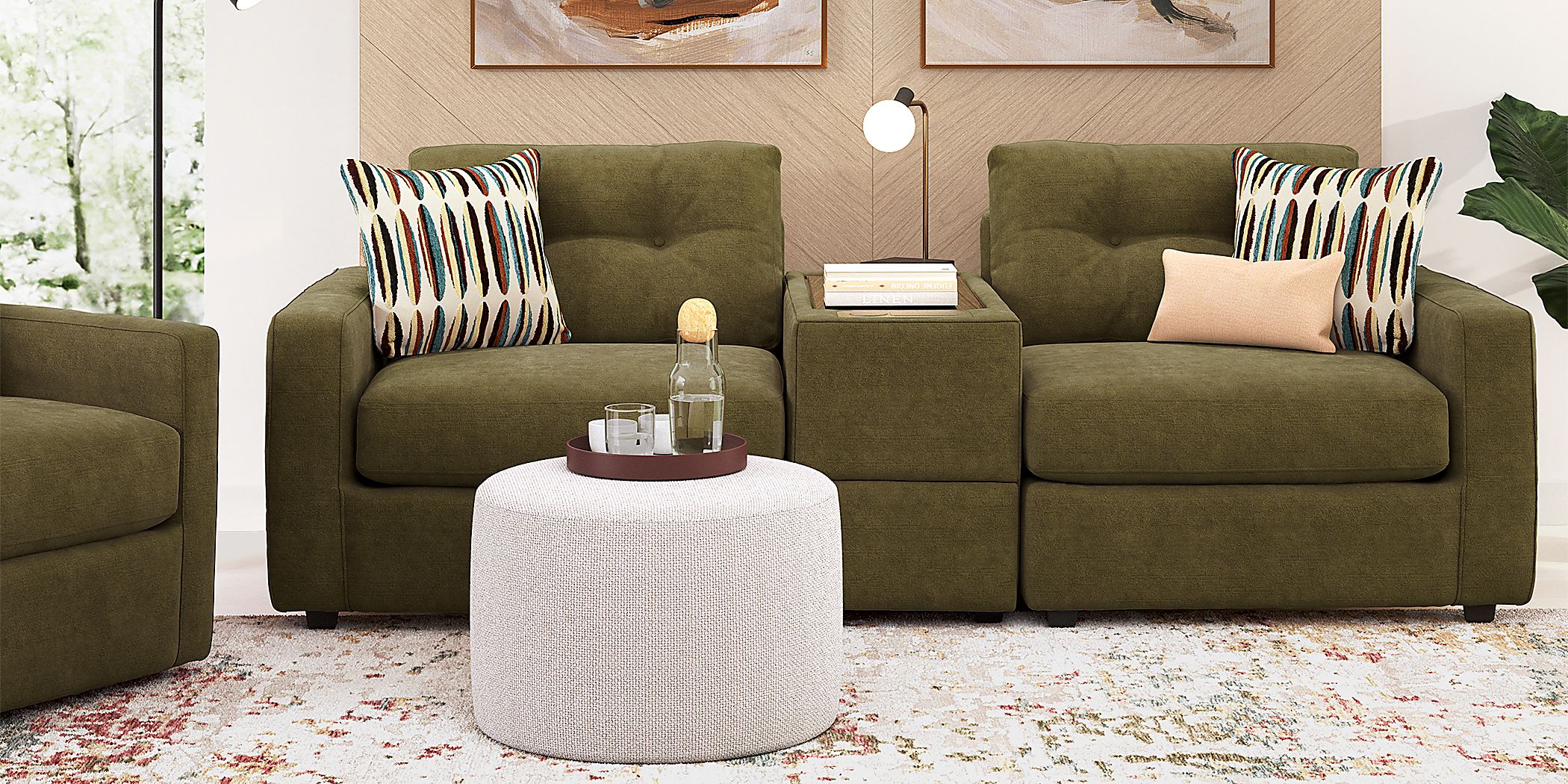 ModularOne Moss 3 Pc Sectional with Media Console