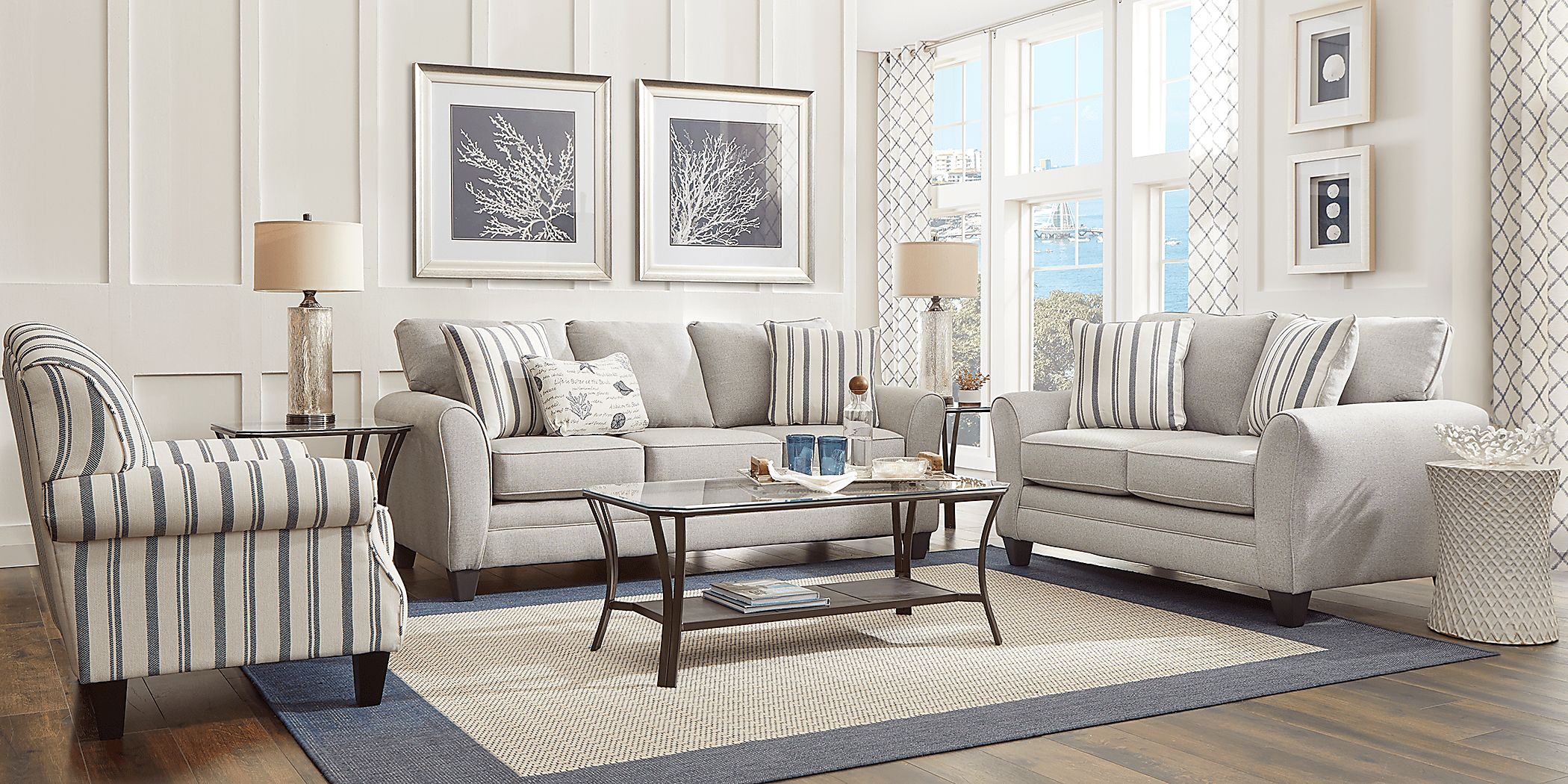 Beachfront Silver 8 Pc Living Room