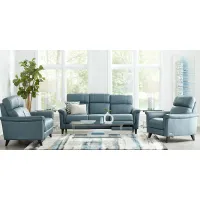 Avezzano Blue Leather 2 Pc Dual Power Reclining Living Room