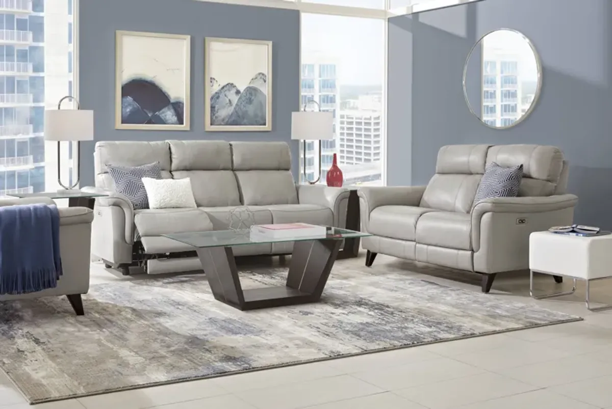 Avezzano Stone Leather 2 Pc Dual Power Reclining Living Room