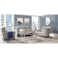 Avezzano Stone Leather 2 Pc Dual Power Reclining Living Room