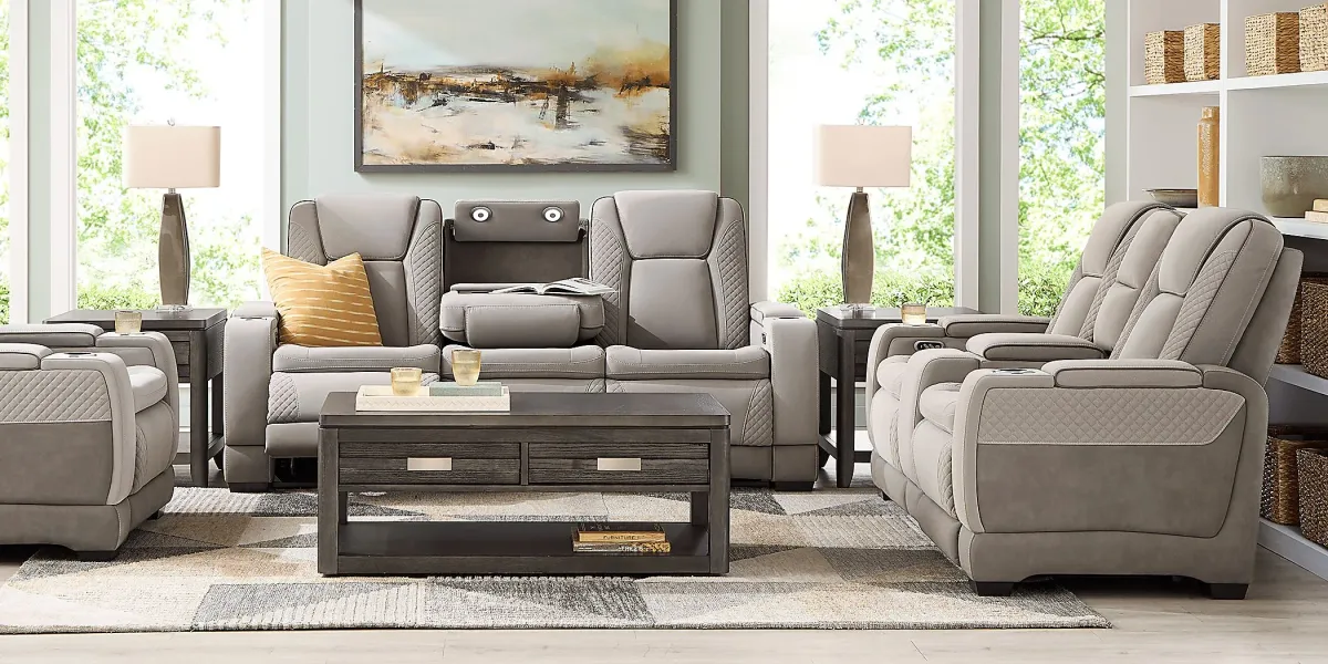 Donovan Park Gray 5 Pc Dual Power Reclining Living Room