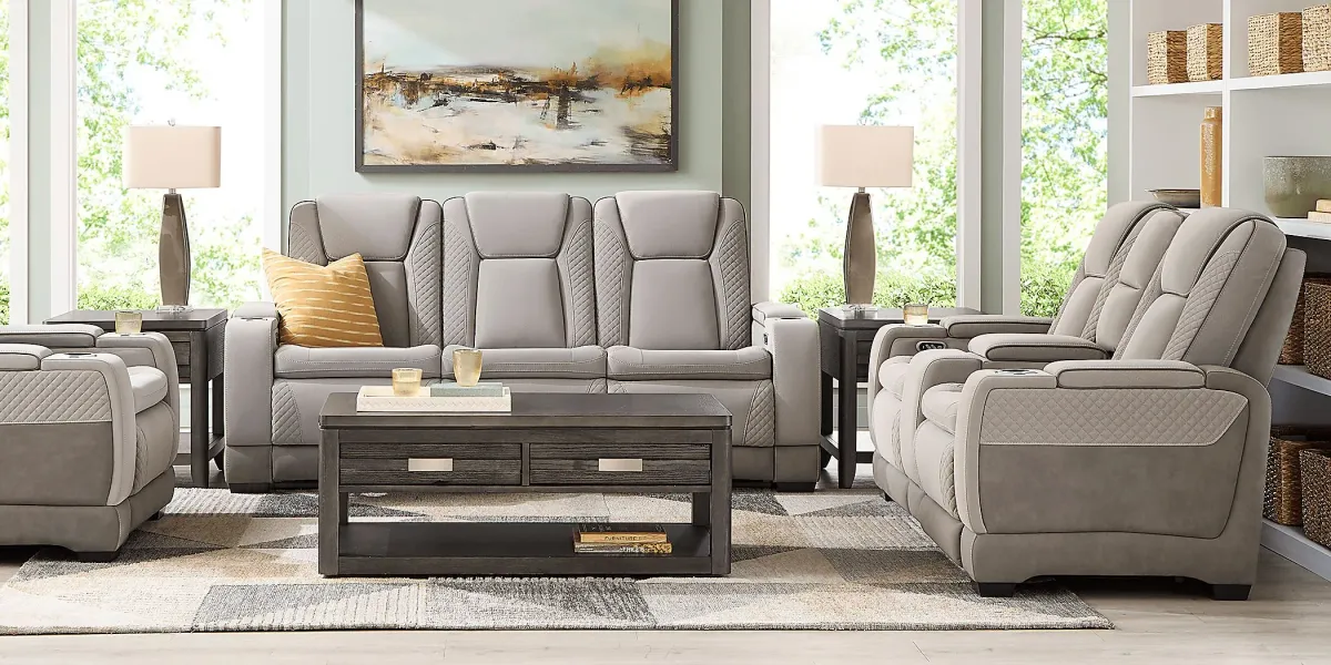 Donovan Park Gray 5 Pc Dual Power Reclining Living Room