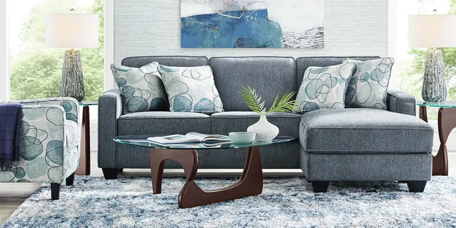 Alanis Bay Blue 5 Pc Living Room