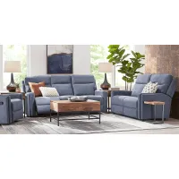 Davis Bay Blue 8 Pc Living Room with Reclining Sofa