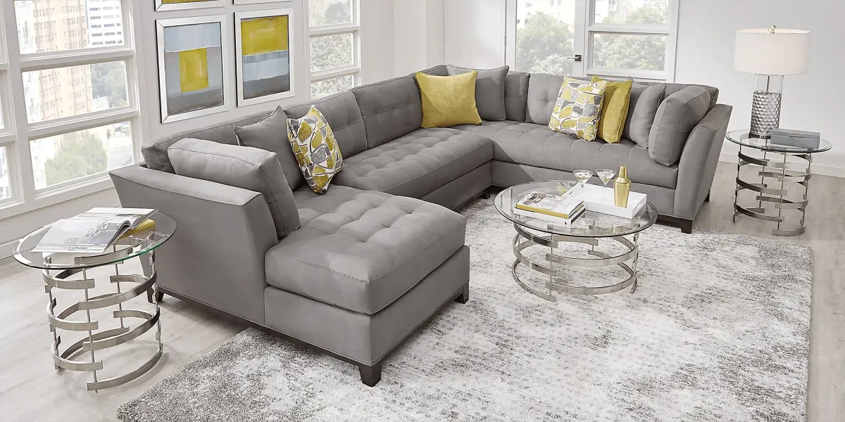 Metro Gray Microfiber 3 Pc Sectional