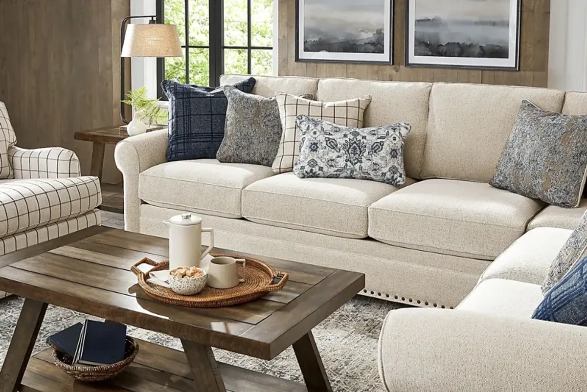 Parkview Beige 5 Pc Sectional Living Room with Gel Foam Sleeper