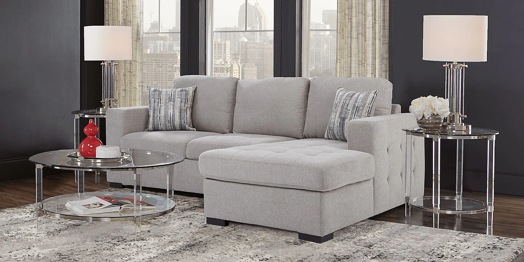 Angelino Heights Gray 2 Pc Sleeper Sectional