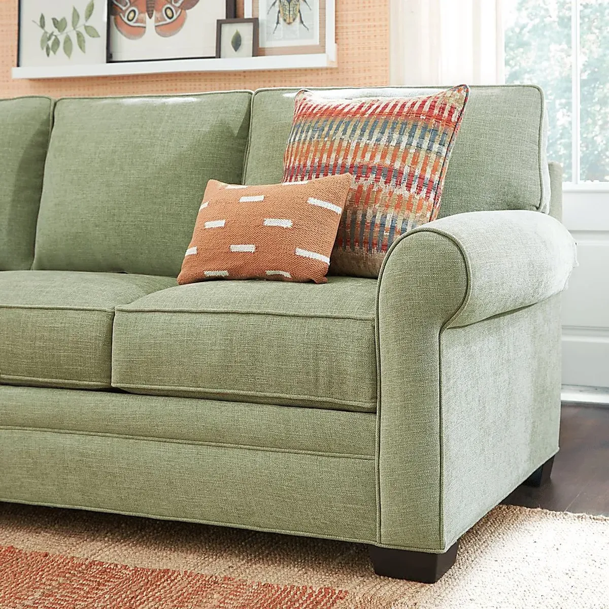 Bellingham Celadon Textured Chenille 7 Pc Living Room with Gel Foam Sleeper Sofa