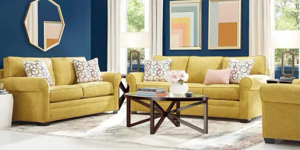 Bellingham Sunflower Textured Chenille 7 Pc Living Room w/Gel Foam Sleeper Sofa