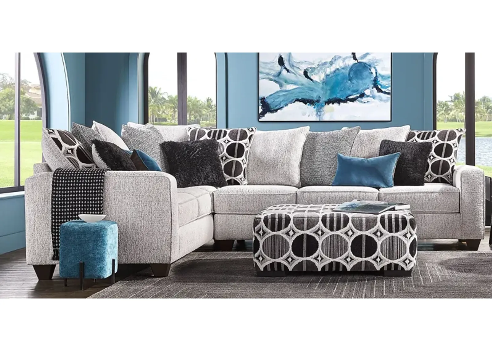 Benton Place Gray 3 Pc Sectional Living Room