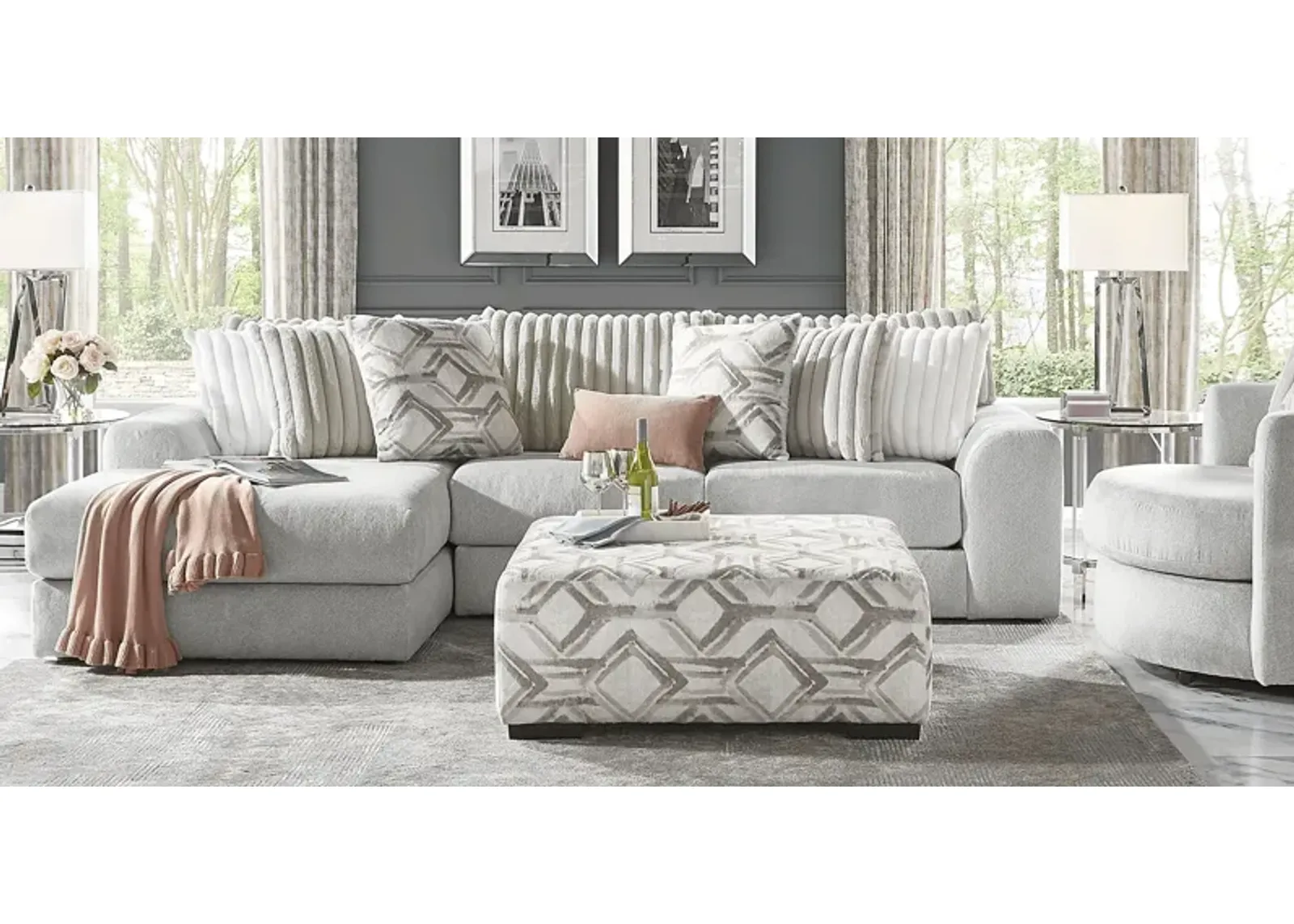 Moreau Street Gray 5 Pc Sectional Living Room