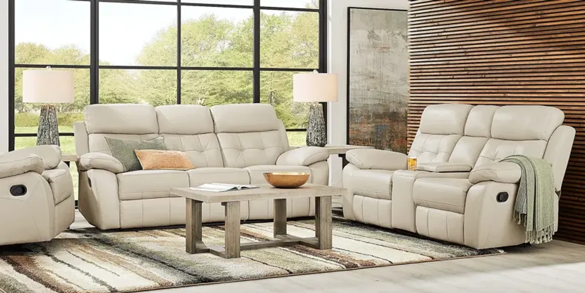 Antonin Beige Leather 3 Pc Reclining Living Room