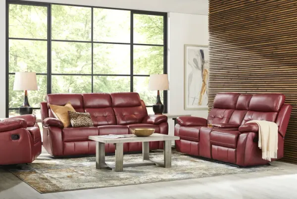 Antonin Red Leather 3 Pc Reclining Living Room