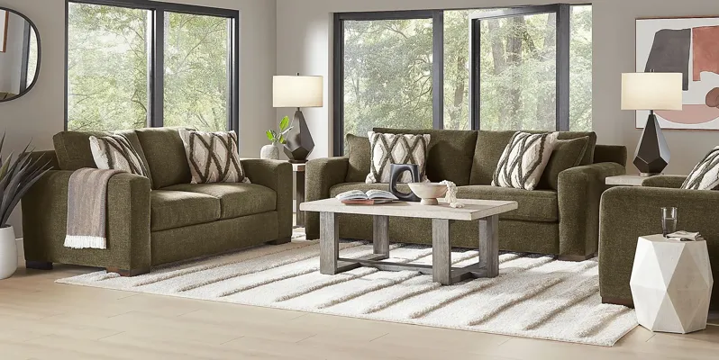 Melbourne Olive 7 Pc Living Room with Gel Foam Sleeper Sofa