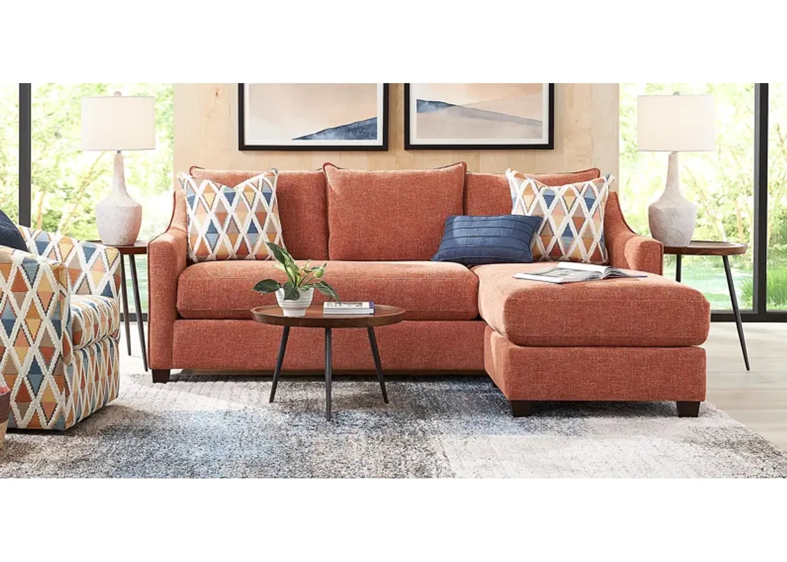 Soho Place Russet 5 Pc Living Room with Sleeper Chaise Sofa