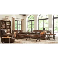 Calvano Brown Leather 5 Pc Living Room