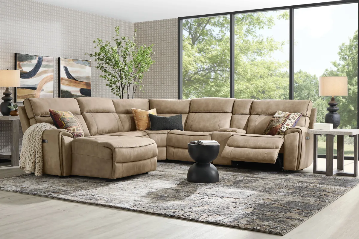 Bradshaw Place Stone 6 Pc Dual Power Reclining Sectional