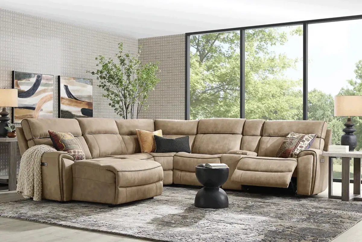Bradshaw Place Stone 6 Pc Dual Power Reclining Sectional