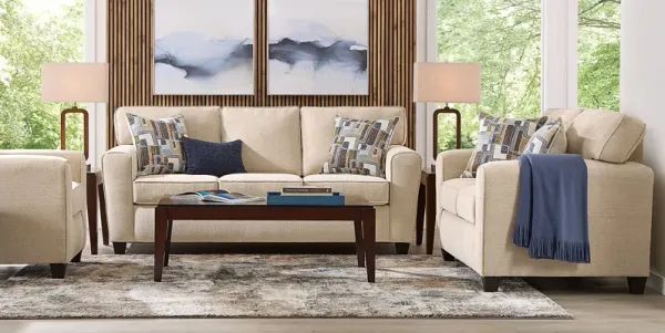 Dover Beige 7 Pc Living Room with Gel Foam Sleeper Sofa
