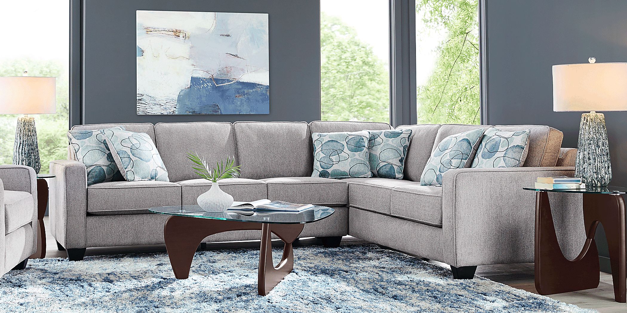Alanis Bay Gray 6 Pc Sectional Living Room