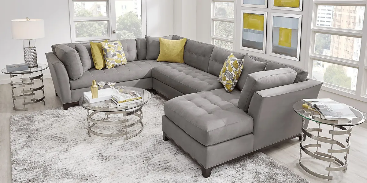 Metro Gray Microfiber 3 Pc Sectional