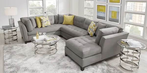 Metro Gray Microfiber 3 Pc Sectional