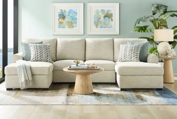 Rivera Cream 3 Pc Sleeper Sectional