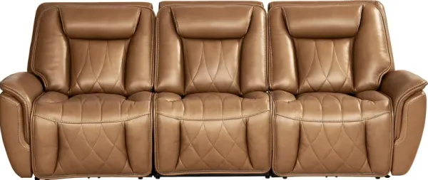 Dalton Brown Leather 3 Pc Triple Power Reclining Sectional