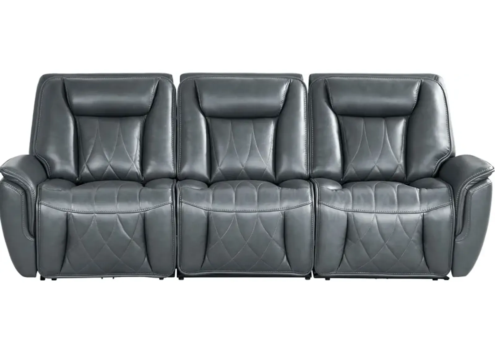 Dalton Blue Leather 3 Pc Triple Power Reclining Sectional