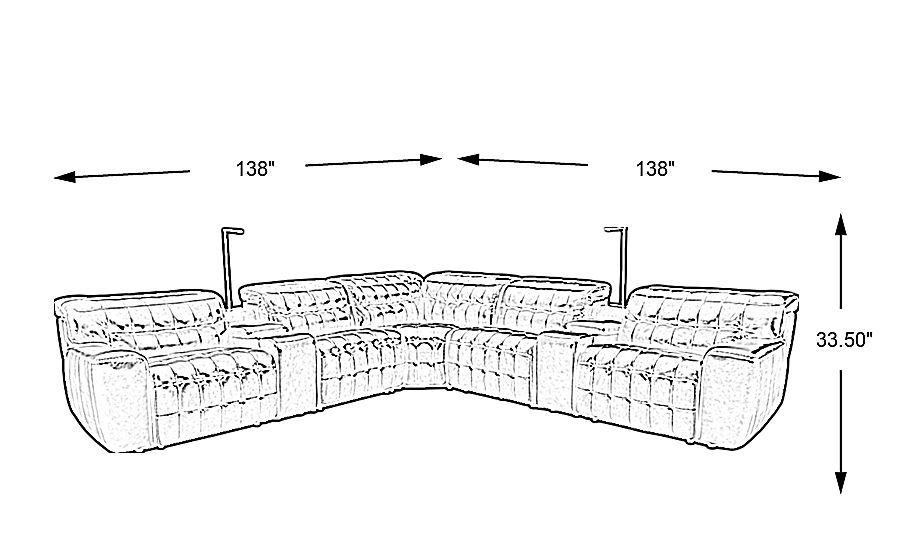Maddox Manor Dark Gray Leather 7 Pc Dual Power Reclining Sectional