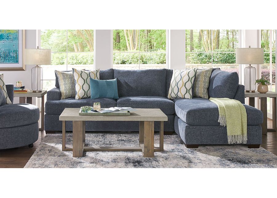 Briar Street Blue Chenille 5 Pc Sectional Living Room