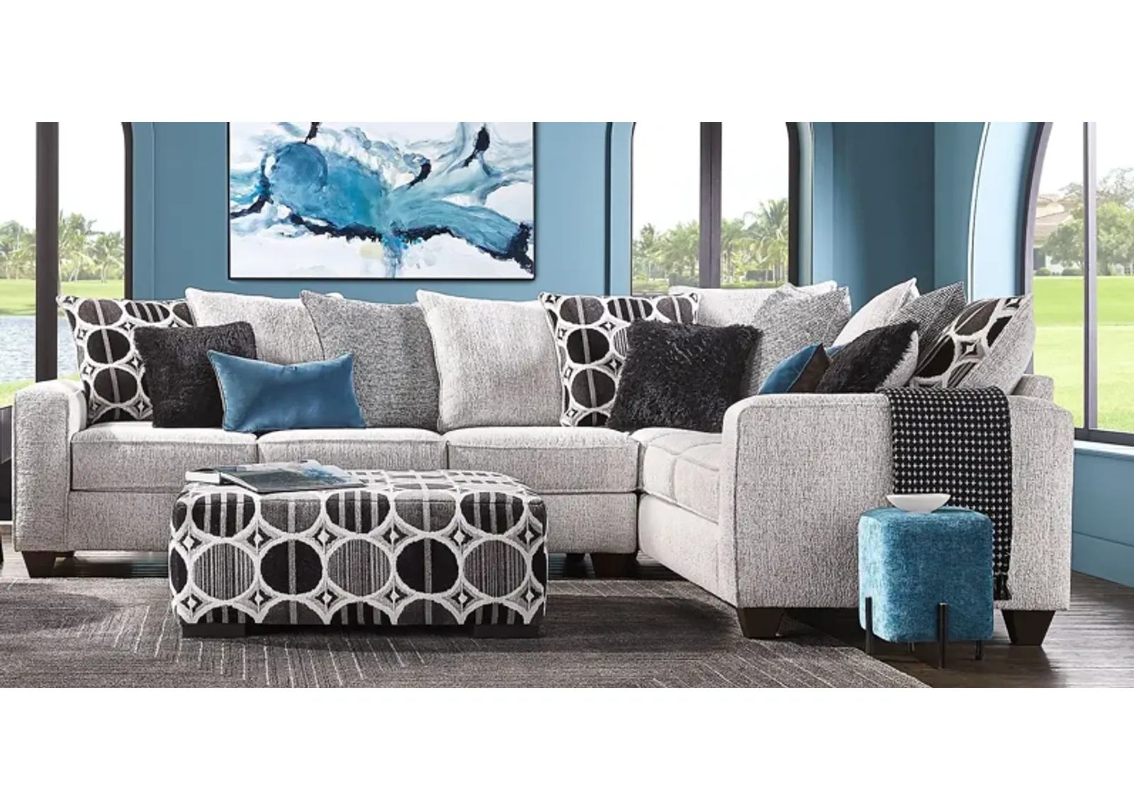 Benton Place Gray 3 Pc Sectional Living Room