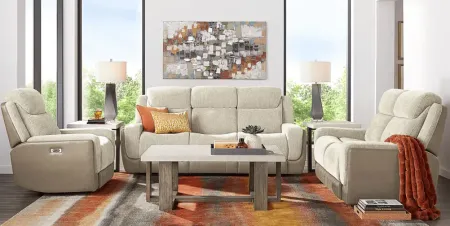 State Street Beige 7 Pc Living Room with Reclining Sofa