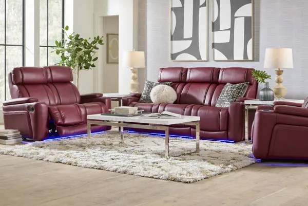 Haven Point Red 8 Pc Reclining Living Room with Dual Power Reclining Sofa