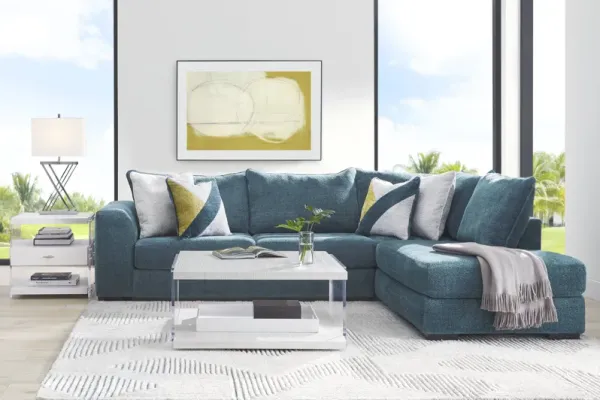 Perry Teal 3 Pc Sectional Living Room