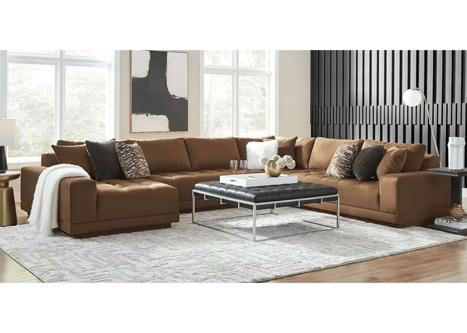 Milano Brown 5 Pc Sectional Living Room