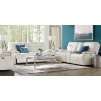 Bernsley White Leather 5 Pc Living Room with Reclining Sofa