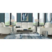 Parkside Heights White Leather 8 Pc Living Room w/Dual Power Reclining Sofa