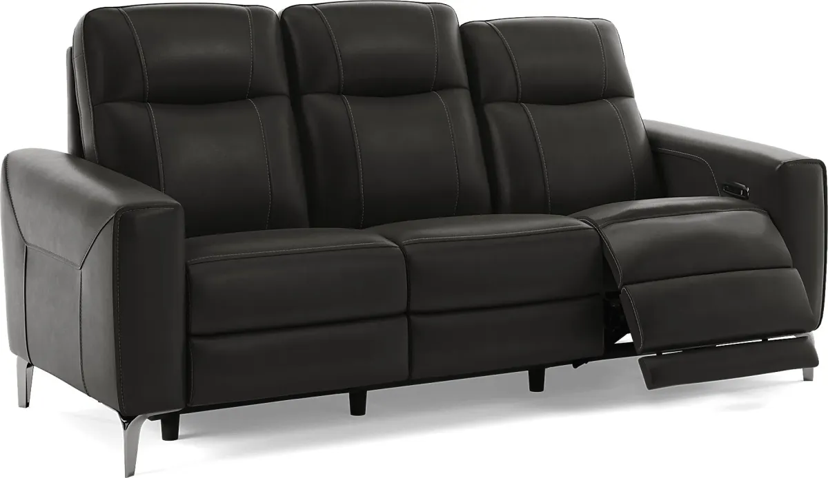 Parkside Heights Black Cherry Leather 8 Pc Living Room w/Dual Power Reclining Sofa