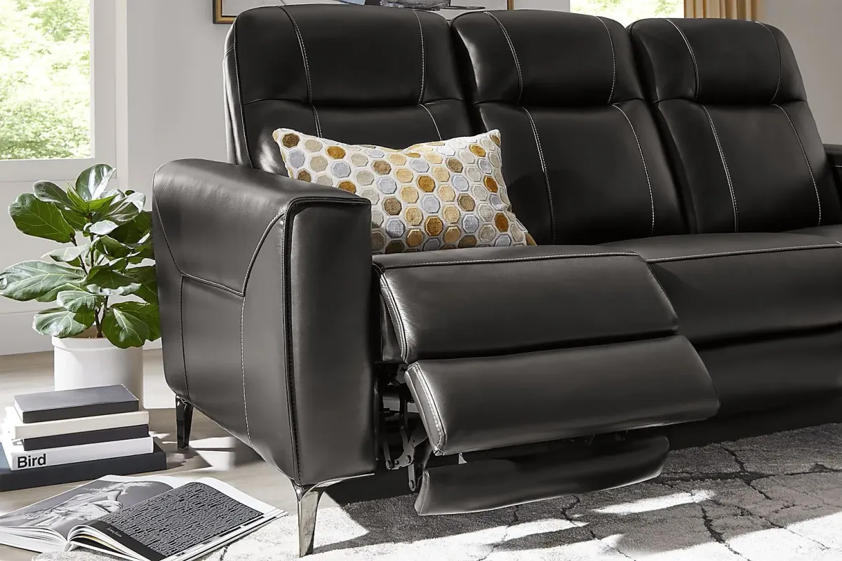 Parkside Heights Black Cherry Leather 8 Pc Living Room w/Dual Power Reclining Sofa